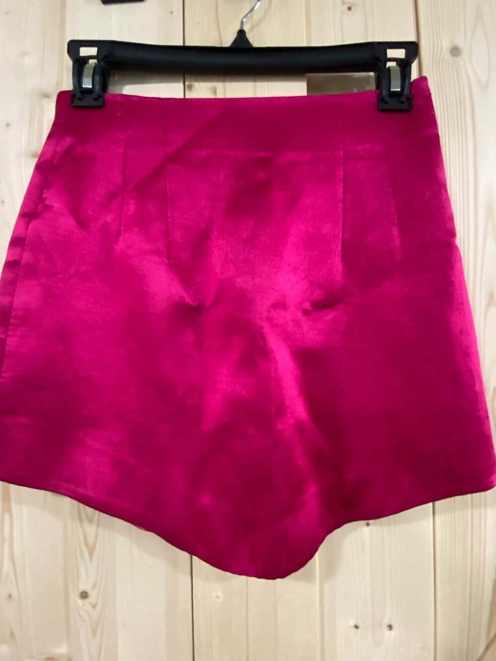 Zara Pink Satin Mini Skirt Curved Hem Size XS